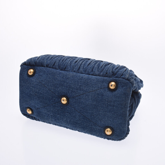 Miu Miu Matelasse Blue Black Denim Handbag - Picture 7 of 12